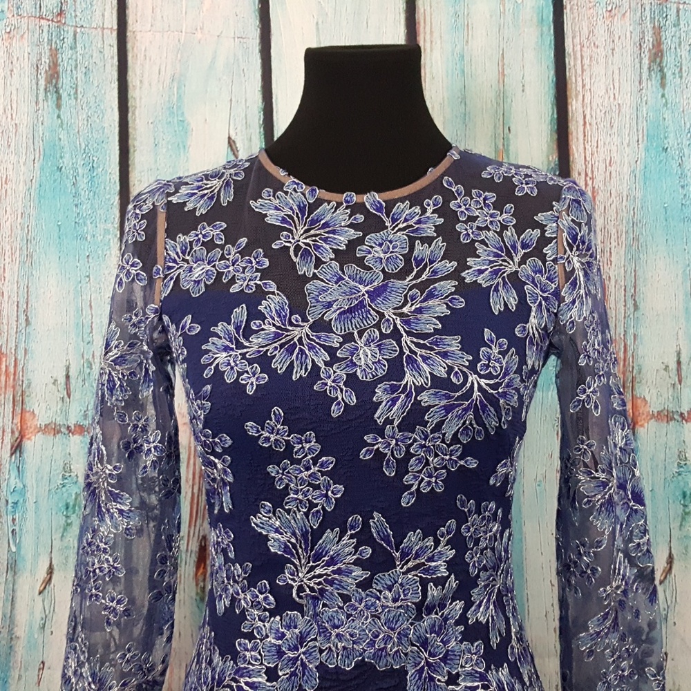Tadashi Shoji Kalinda Embroidered Trumpet Gown - Picture 3 of 8